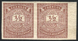 ARGENTINA: GJ.61P, 1882 ½c. Little Envelope, IMPERFORATE PAIR, Very Lightly Hinged - Autres & Non Classés