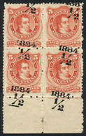 ARGENTINA: GJ.71a, Block Of 4 With Variety "½ At Top" (strongly Shifted Overprint) - Other & Unclassified