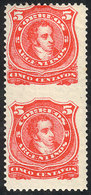 ARGENTINA: GJ.84PH, 5c. Rivadavia, Pair IMPERFORATE BETWEEN, Mint Lightly Hinged, - Autres & Non Classés