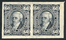 ARGENTINA: GJ.114P, 60c. Posadas, IMPERFORATE PAIR, Mint Very Lightly Hinged (it A - Autres & Non Classés