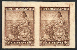 ARGENTINA: GJ.217P, ½c. Liberty, IMPERFORATE PAIR, Excellent Quality! - Other & Unclassified