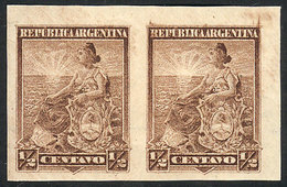 ARGENTINA: GJ.217P, ½c. Liberty, IMPERFORATE PAIR, Excellent Quality! - Autres & Non Classés