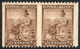 ARGENTINA: GJ.217PV, ½c. Liberty, Pair IMPERFORATE VERTICALLY, Excellent! - Autres & Non Classés