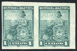 ARGENTINA: GJ.218P, Liberty 1c., IMPERFORATE PAIR, MNH, VF Quality, Very Rare! - Other & Unclassified