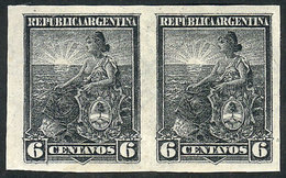 ARGENTINA: GJ.223P, 6c. Liberty, IMPERFORATE PAIR, Excellent Quality! - Other & Unclassified