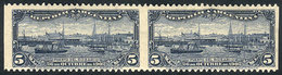 ARGENTINA: GJ.273PV, 1902 Port Of Rosario, Pair IMPERFORATE VERTICALLY, Very Light - Autres & Non Classés
