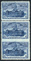 ARGENTINA: GJ.307PH, 1910 12c. Congress, Strip Of 3 Including A Pair IMPERFORATE B - Autres & Non Classés