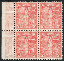 ARGENTINA: GJ.535a, Block Of 4 With DOUBLE IMPRESSION Var., One Horizontal, Unlist - Other & Unclassified