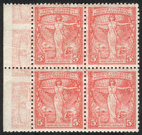 ARGENTINA: GJ.535a, Block Of 4 With DOUBLE IMPRESSION Var., One Horizontal, Unlist - Autres & Non Classés