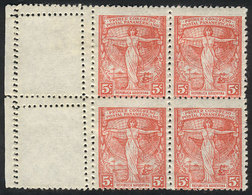 ARGENTINA: GJ.535CZ, Corner Block Of 4 With Labels At Left, Also With DOUBLE PERFO - Autres & Non Classés