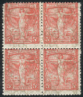ARGENTINA: GJ.541d, Block Of 4 With DOUBLE IMPRESSION Of The Watermark On Front, O - Other & Unclassified