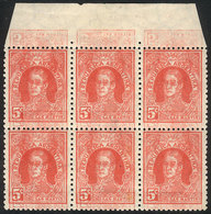 ARGENTINA: GJ.623, 1926 5c. San Martín (Post Centenary), Block Of 6 With DOUBLE IM - Autres & Non Classés