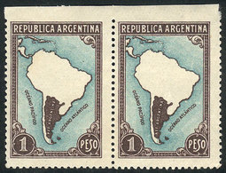 ARGENTINA: GJ.812, 1. Map Without Borders, Unwatermarked, Pair IMPERFORATE At Top, - Autres & Non Classés