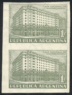 ARGENTINA: GJ.855P, 1942 Postal Savings Bank, IMPERFORATE PAIR, Excellent Quality, - Other & Unclassified