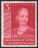 ARGENTINA: GJ.1030A, 1954 Eva Perón Printed On IMPORTED UNSURFACED PAPER, Very Fin - Other & Unclassified