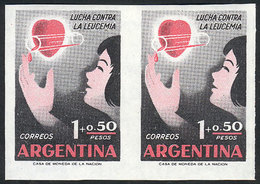 ARGENTINA: GJ.1115P, 1958 Fight Against Leukemia, IMPERFORATE PAIR, Excellent Qual - Autres & Non Classés
