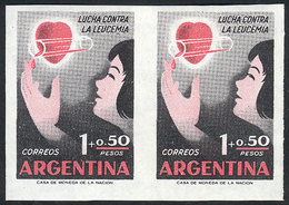 ARGENTINA: GJ.1115P, 1958 Fight Against Leukemia, IMPERFORATE PAIR, Excellent Qual - Otros & Sin Clasificación