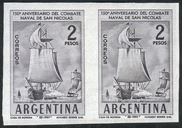 ARGENTINA: GJ.1208P, 1961 Battle Of San Nicolás (ships), IMPERFORATE PAIR, Excelle - Other & Unclassified