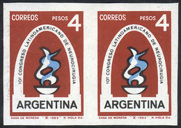 ARGENTINA: GJ.1265P, 1963 Congress Of Neurosurgery, IMPERFORATE PAIR, Lightly Hing - Otros & Sin Clasificación
