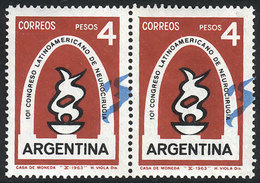 ARGENTINA: GJ.1265, 1963 Congress Of Neurosurgery, Pair With Variety: Blue Color D - Autres & Non Classés