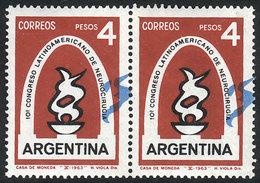 ARGENTINA: GJ.1265, 1963 Congress Of Neurosurgery, Pair With Variety: Blue Color D - Otros & Sin Clasificación