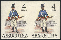 ARGENTINA: GJ.1279P, 1964 Army Day (soldier), IMPERFORATE PAIR, MNH, Superb! - Other & Unclassified