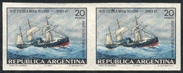 ARGENTINA: GJ.1424P, 1967 Navy School (ships), IMPERFORATE PAIR, Excellent Quality - Otros & Sin Clasificación