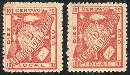 ARGENTINA: GJ.1 + 1A, 10c. Red, Original Stamp (rare) + Reprint, Both Of Very Fine - Unused Stamps