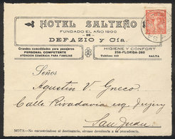 ARGENTINA: Cover Front With Corner Card Of HOTEL SALTEÑO, Sent From Salta To San J - Other & Unclassified