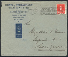ARGENTINA: Cover Front With Corner Card Of "Hotel Y Restaurant San Martín" With Ad - Autres & Non Classés