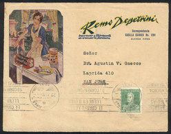 ARGENTINA: Cover Front With Spectacular Advertising Corner Card (Housewife Cooking - Other & Unclassified