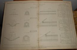 Plan D'un Aqueduc Dallé. 1855. - Travaux Publics