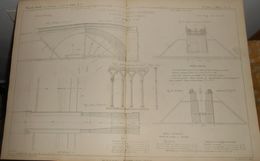 Plan D'un Pont Route De 14 Mètres D'ouverture. Pyrénées. 1855. - Arbeitsbeschaffung