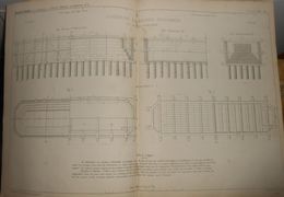 Plan D'une Fondation En Caisson Sur Pilotis. 1855. - Public Works