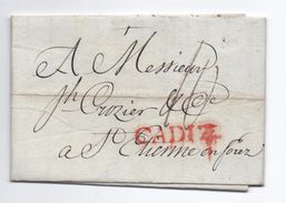 1806 - LETTRE De CADIZ / CADIX Pour SAINT ETIENNE EN FOREZ - ...-1850 Vorphilatelie