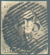 N°1 - Epaulette 10 Centimes Brune, TB Margée, Obl. P.73 LIEGE.  TB  - 12310A  VL1099 - 1849 Epaulettes