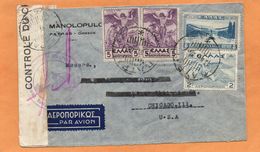 Greece 1938 Censored Cover Mailed To USA - Covers & Documents