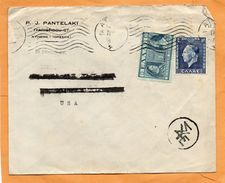 Greece 1939 Censored Cover Mailed To USA - Covers & Documents