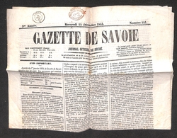 0242 FRANCIA - Giornale “Gazzette De Savoie” Con Impressione Postes B 2 Cent Chambery – Gresy 14.12.53 - Other & Unclassified
