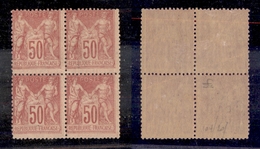 0258 FRANCIA - 1886 – 50 Cent (Unif. 81 – Primo Tipo) – Quartina (1.000+) - Other & Unclassified