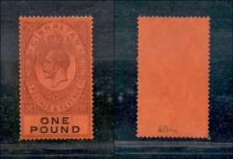 0412 GIBILTERRA - 1912/1924 – 1 Pound (SG 85) – Nuovo Con Gomma - Other & Unclassified