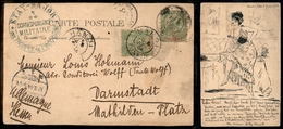 0468 INDOCINA - Etat Major/Troupes De L'Indochine – Due 5 Cent (17) Su Cartolina Da Hanoi A Darmstadt Del 5.7.1904 - Otros & Sin Clasificación