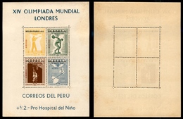 0514 PERU' - 1956 – Foglietto XIV Olimpiadi Di Londra Soprastampato Melbourne (Mich. BF2) – Gomma Integra - Autres & Non Classés