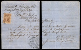 0557 STATI UNITI - 1863 (8 Gennaio) – R. Consolato D'Italia – 5 Cent Fiscale Su Documento D'autentica - Otros & Sin Clasificación