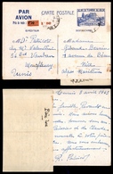 0610 TUNISIA - Cartolina Postale Aerea Da Tunisi A Nizza Del 3.4.43 – Rara - Otros & Sin Clasificación