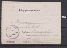 GERMANY 1942, POW MAIL, FROM STALAG VI C (6 C) TO BEOGRAD, CENSOR CANCEL No: 3, WW2, NAZI ERA, See Scans - Briefe U. Dokumente