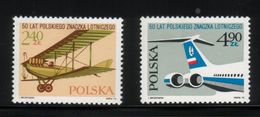 POLAND 1975 50TH ANNIV OF POLISH AIRMAIL STAMPS NHM Planes Flight Airplanes Albatros Biplane Ilyushin II-62M LOT - Neufs