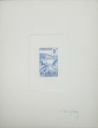 O) 1944 FRANCE, ORIGINAL DIE PROOF, COLIS POSTAL,  DAM-HYDROELECTRIC -PRESA MAREGES - N°217 5F BLUE, XF - Other & Unclassified