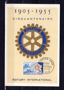 FRANCE 1955 : " 50 ANS DU ROTARY INTERNATIONAL " Sur Carte Maximum EN RELIEF . N° YT 1009. TB état. CM - 1950-1959
