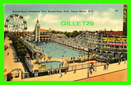 CONEY ISLAND, NY - STEEPLECHASE SWIMMING POOL, STEEPLECHASE PARK - ANIMATED -  ACACIA CARD COMPANY - - Parcs & Jardins